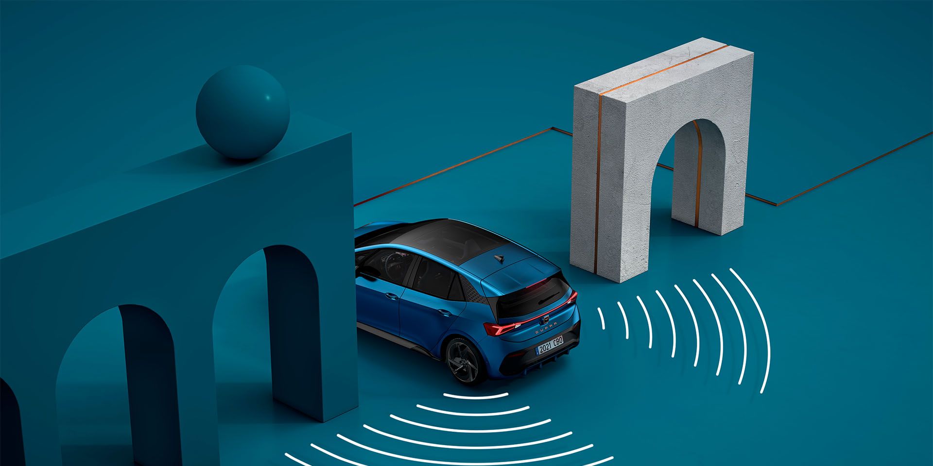 Grafik zum CUPRA Born Ausparkassistent