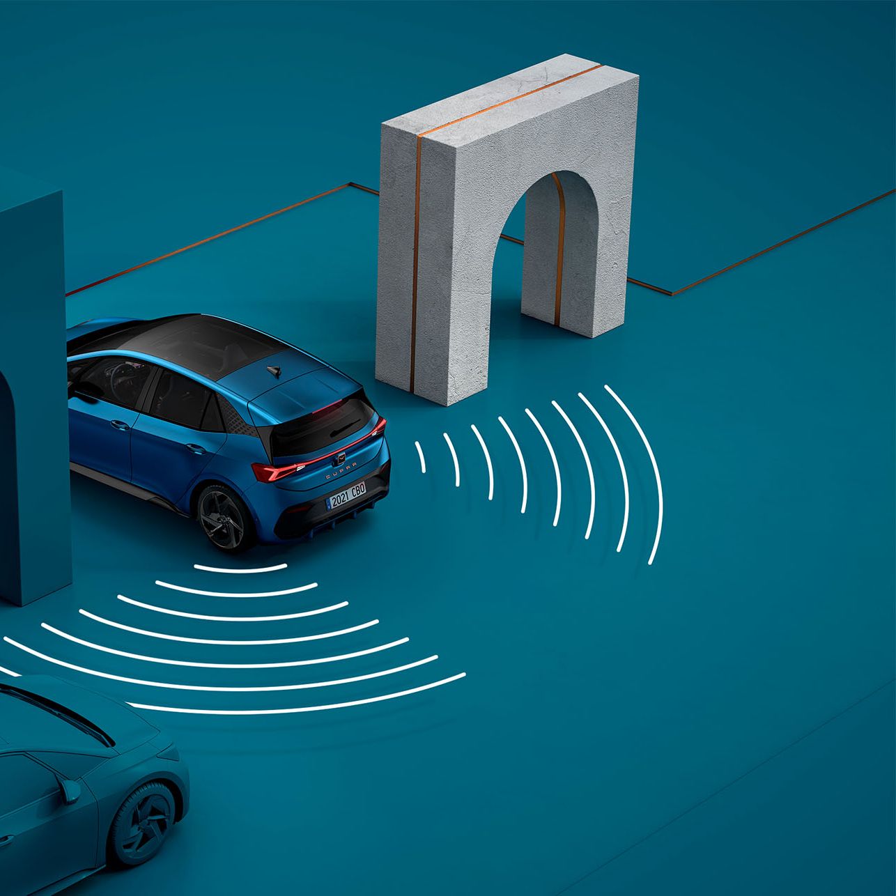 Grafik zum CUPRA Born Ausparkassistent