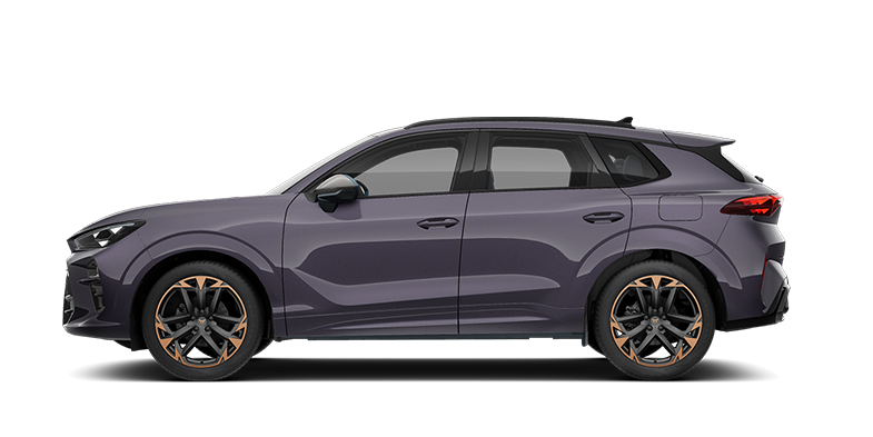 Seitenansicht eines violetten CUPRA Terramar.