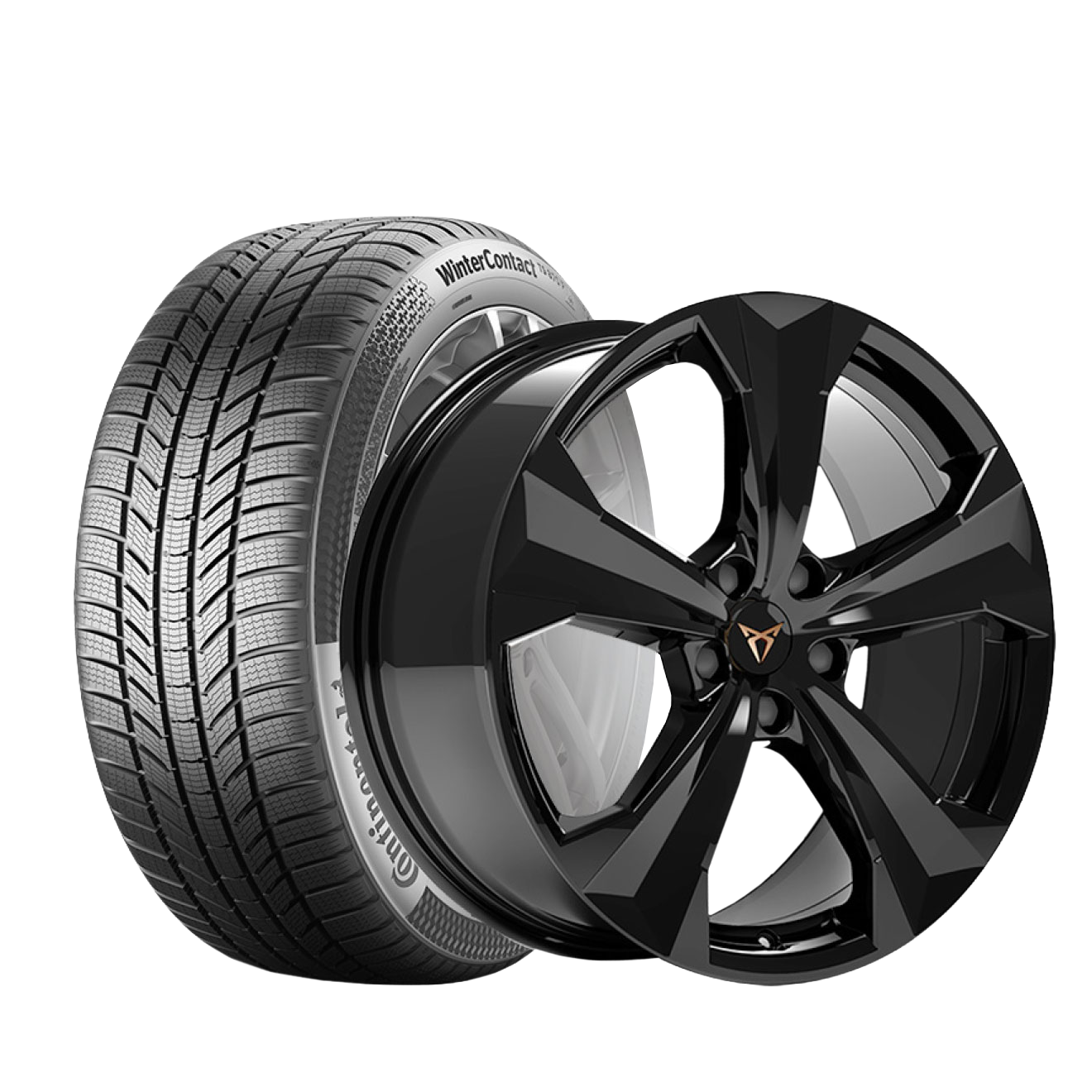 Črna aluminijasta platišča z zimsko pnevmatiko za CUPRO Ateca z izrazitim profilom. 