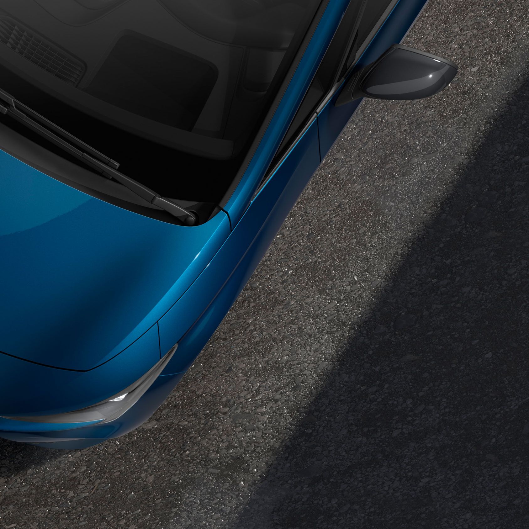 Detailansicht eines CUPRA Born in der Farbe Lava-Blau Metallic