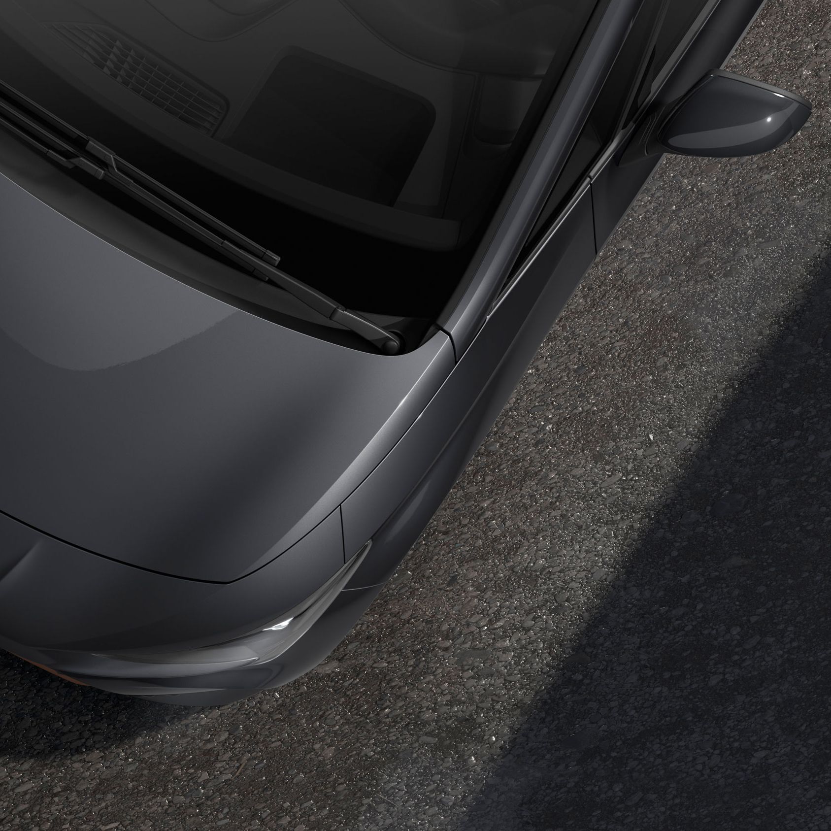 Detailansicht eines CUPRA Born in der Farbe Tambora-Grau Metallic